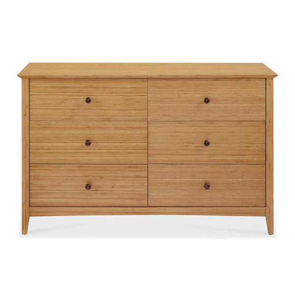Willow Caramelized Six Drawer Dresser by Greenington, showing front view of willow six drawer dresser in caramelized wood.