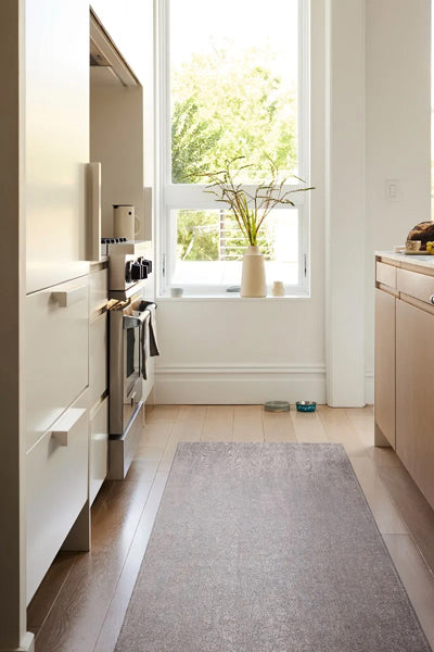 Woodgrain Woven Floor Mat by Chilewich, showing woodgrain woven floor mat in live shot.