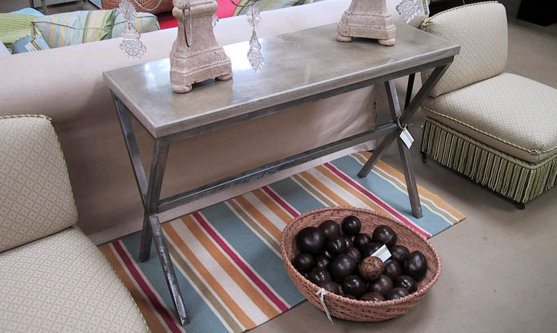 James De Wulf Xavier Console Table by DeWulf, showing xavier console table in live shot.