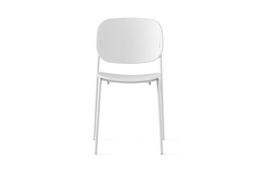 Yo! 4 Legs Tubular Chair by Connubia, showing front view of yo! 4 legs tubular chair in matt optic white metal frame/matt optic white polypropylene seat.