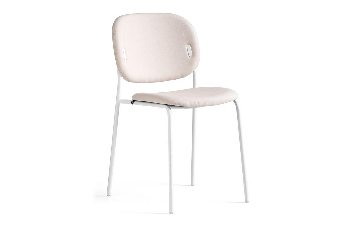 Yo! 4 Legs Tubular Chair by Connubia - Matt Optic White Metal Frame, Sand Plain Upholstery Seat.