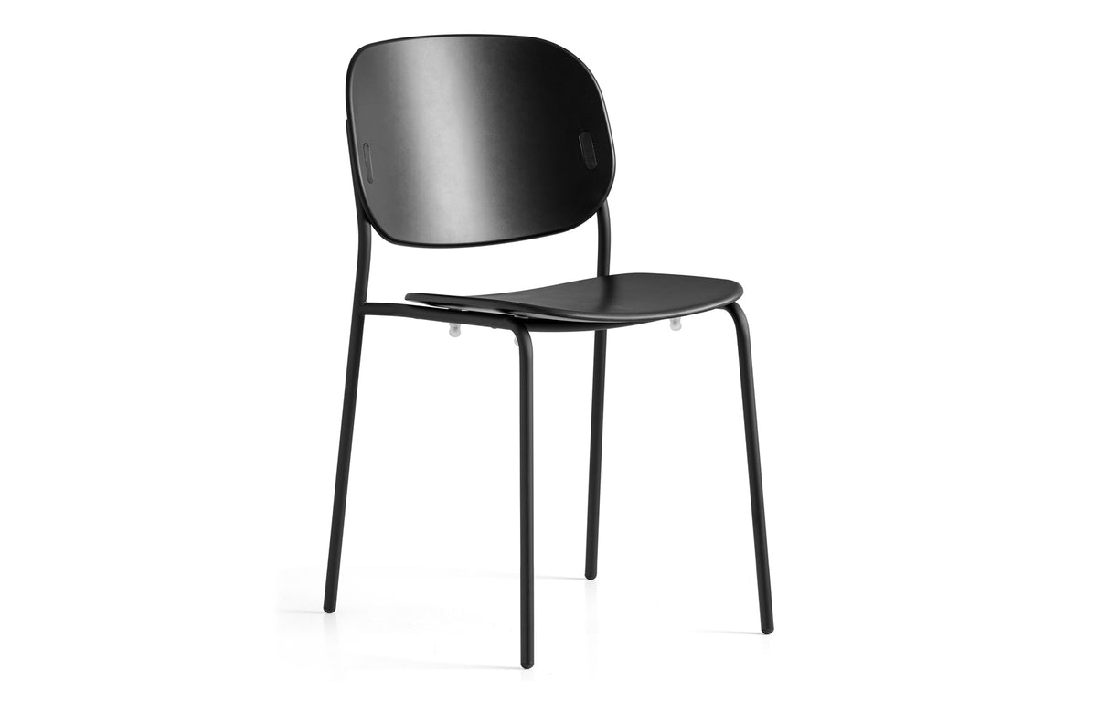Yo! 4 Legs Tubular Chair by Connubia - Matt Black Metal Frame, Matt Black Polypropylene Seat.