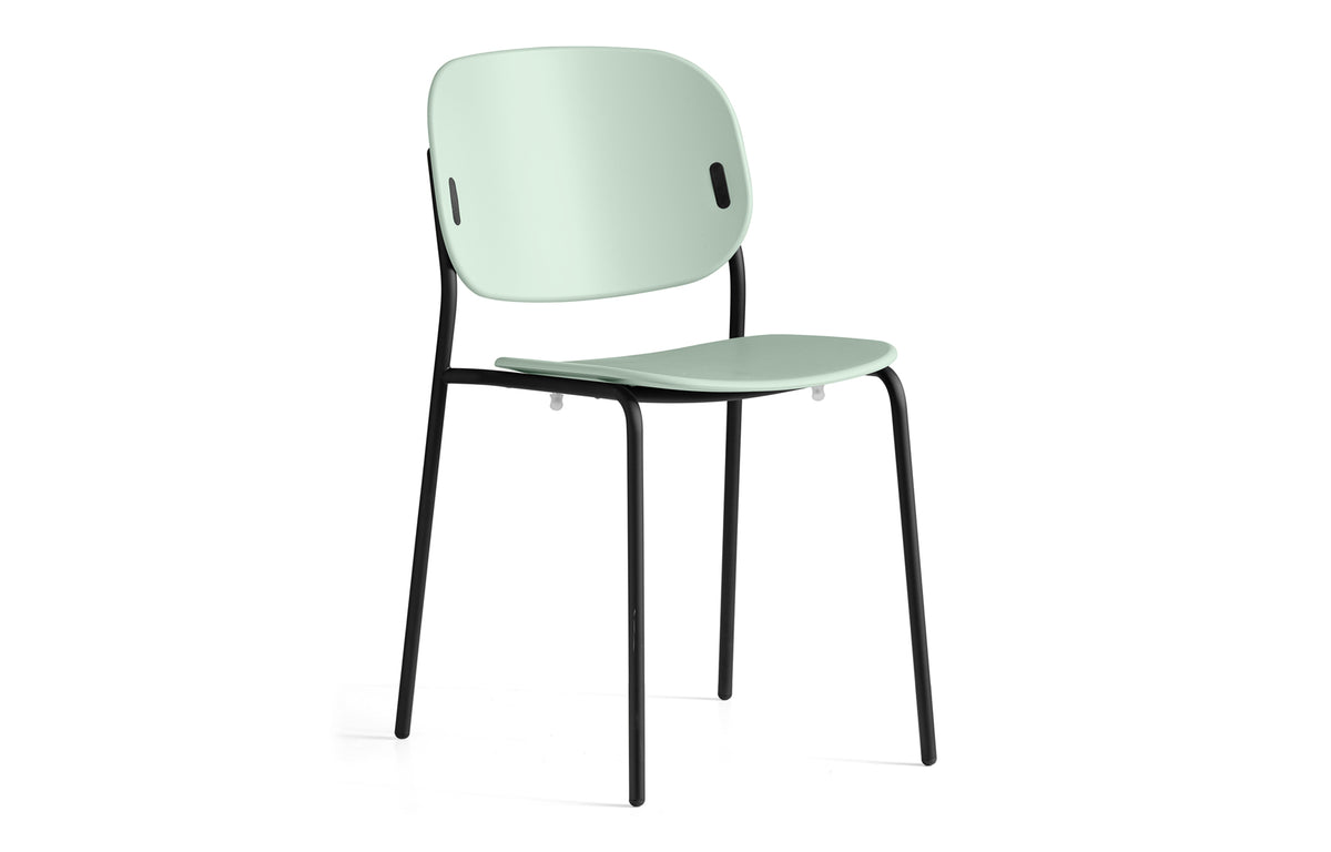 Yo! 4 Legs Tubular Chair by Connubia - Matt Black Metal Frame, Matt Thyme Green Polypropylene Seat.