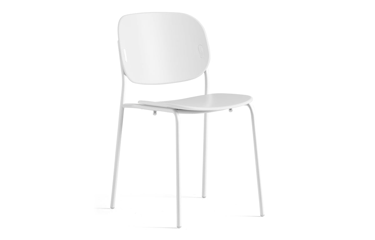 Yo! 4 Legs Tubular Chair by Connubia - Matt Optic White Metal Frame, Matt Optic White Polypropylene Seat.