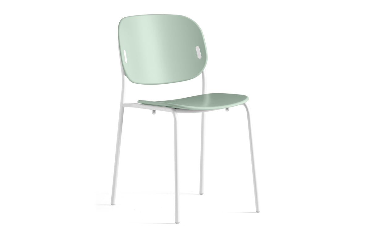 Yo! 4 Legs Tubular Chair by Connubia - Matt Optic White Metal Frame, Matt Thyme Green Polypropylene Seat.