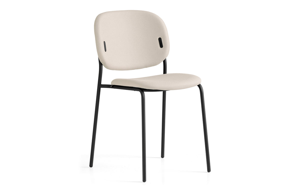 Yo! 4 Legs Tubular Chair by Connubia - Matt Black Metal Frame, Sand Plain Upholstery Seat.