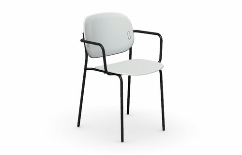 Yo! Outdoor Armchair by Connubia - Black Metal Frame + Optic White PP Seat.