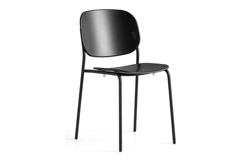 Yo! Outdoor Armless Chair by Connubia - Black Metal Frame + Black PP Seat.