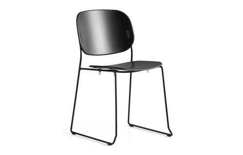 Yo! Sled Chair by Connubia - Matt Black Metal Frame, Matt Black Polypropylene Seat.