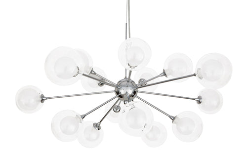 Yves Pendant by Nuevo - Clear Glass Shade/Chrome Steel Fixture.
