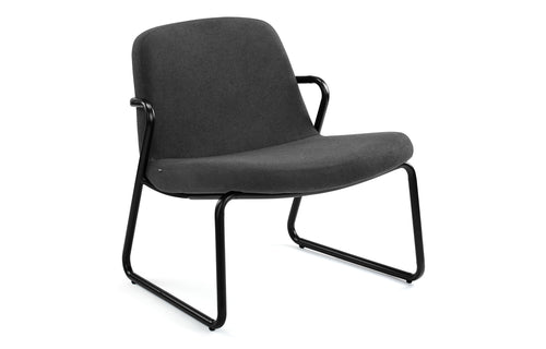 Zag Lounge Chair by m.a.d. - Black Steel Base with Lead Grey Fabric Seat.