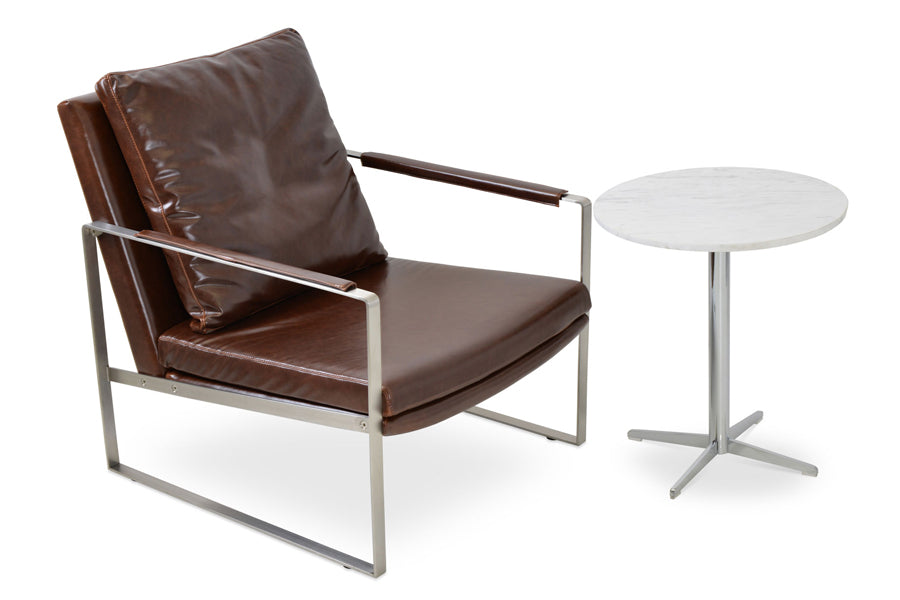 Zara Arm Chair by SohoConcept, showing zara arm chair with table.