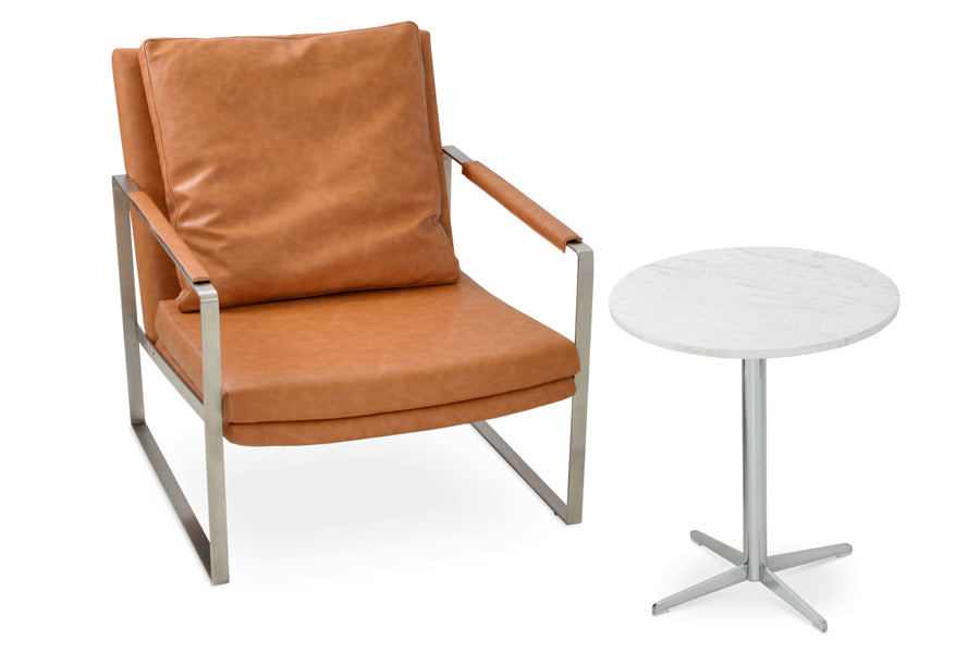 Zara Arm Chair by SohoConcept, showing zara arm chair with table.