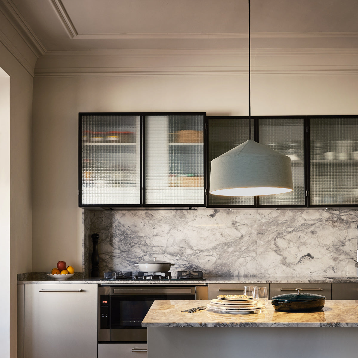 Zenc Pendant by Marset, showing zenc pendant in live shot.