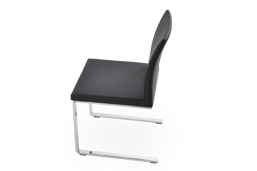 Zeyno Flat Chair by sohoConcept, showing side view in black leatherette.
