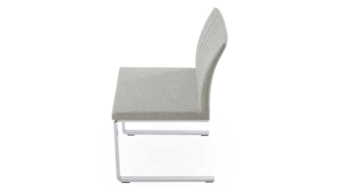 Zeyno Flat Chair by sohoConcept, showing side view in camira blazer silver wool.