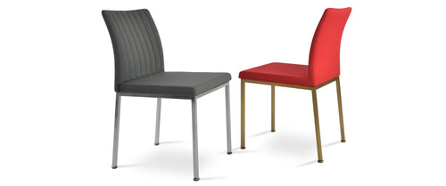 Zeyno Metal Dining Chair by SohoConcept, showing two metal dining chairs together.