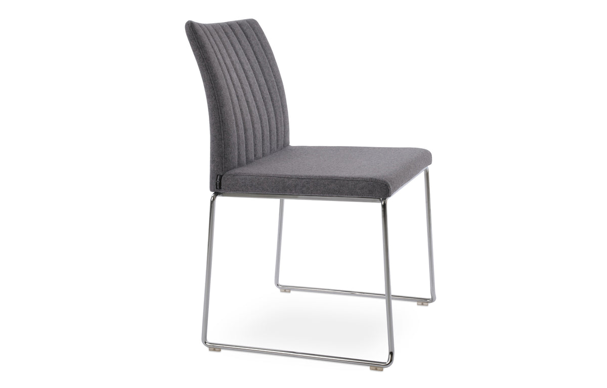 Zeyno Wire Stackable Chair by SohoConcept - Chrome, Camira Blazer Medium Grey Wool.